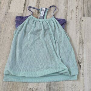 Ivivva Girls Size 14 Built-In Bra Tank Top Light Blue/Purple Workout Sleeveless